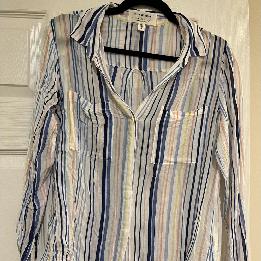 Anthropologie long sleeved button up blouse- size M